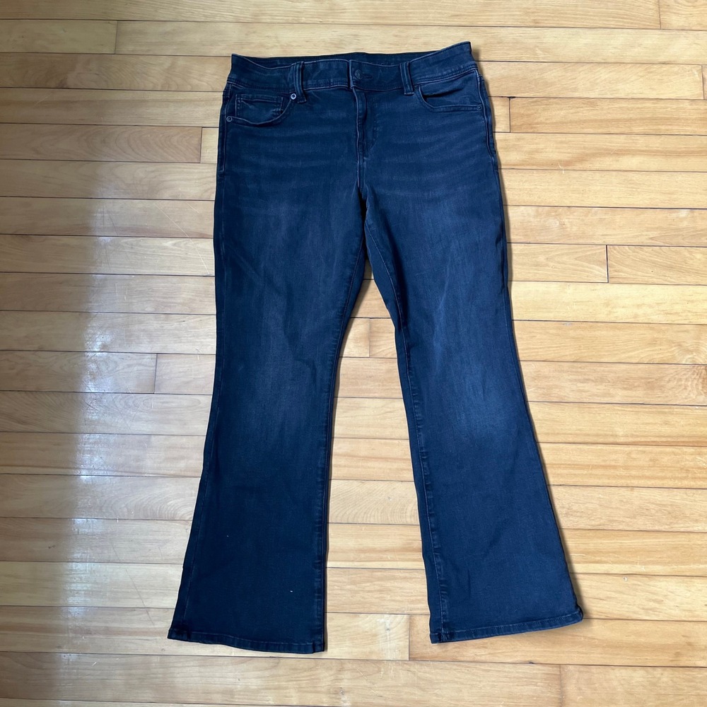 American Eagle Kick Boot Jeans Womens 10 X-Short Faded Black Next Level Stretch